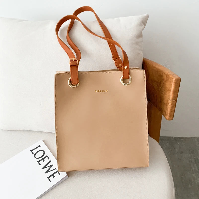 Women's Large PU Leather Tote with Adjustable Strap