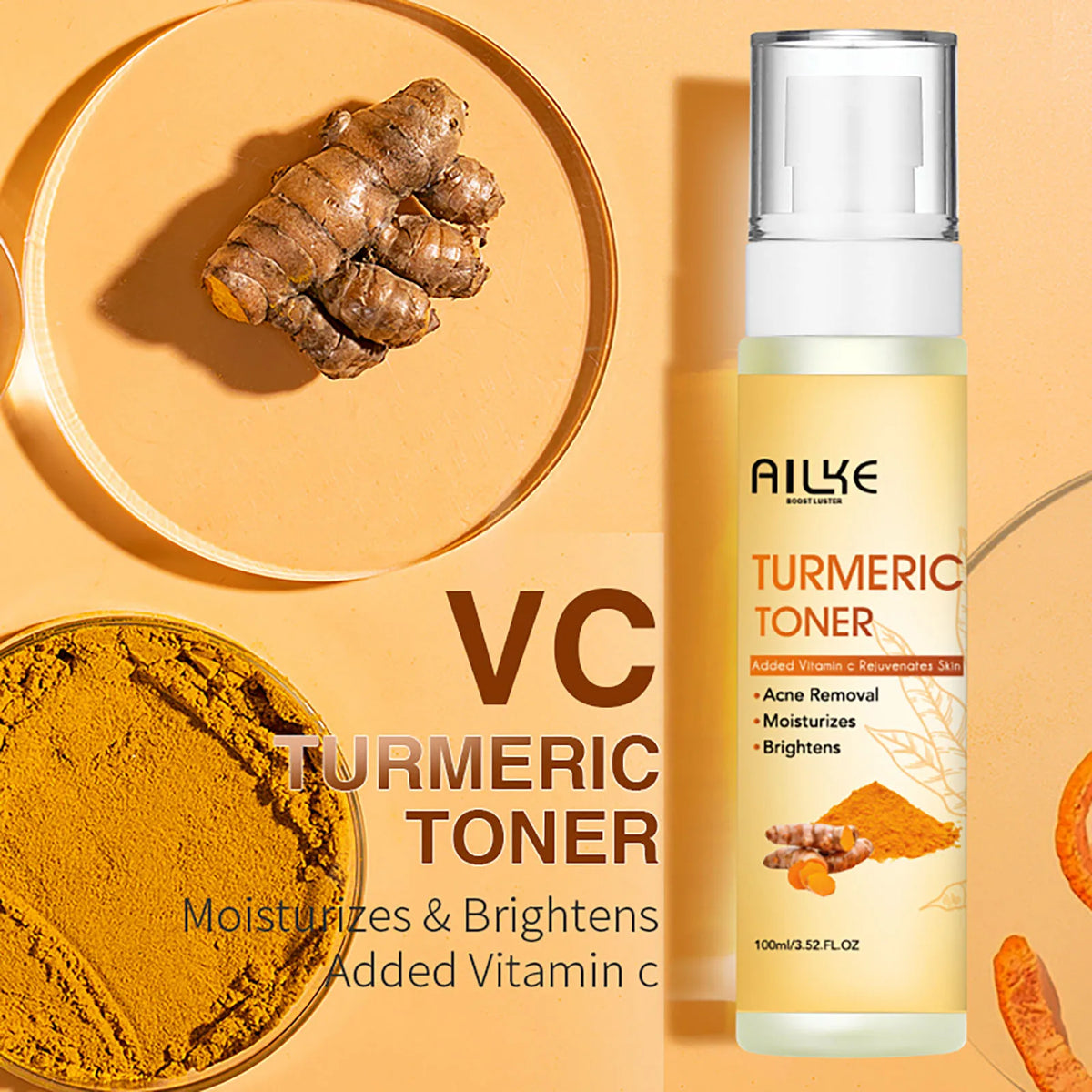 AILKE Tumeric & Vitamin C SkinCare Set,