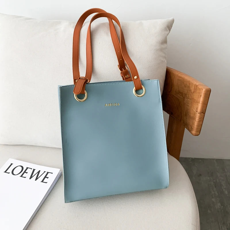 Women's Large PU Leather Tote with Adjustable Strap