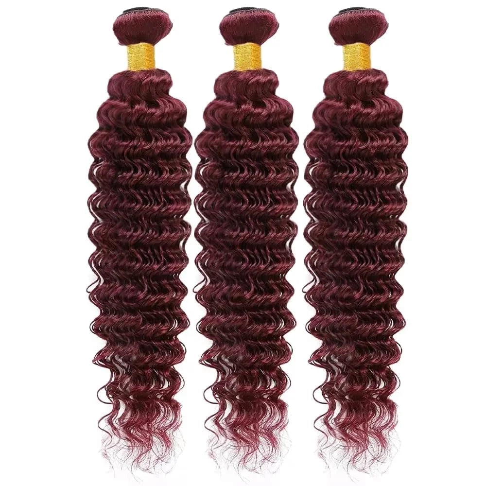 99J Burgundy Deep Wave Hair Bundles