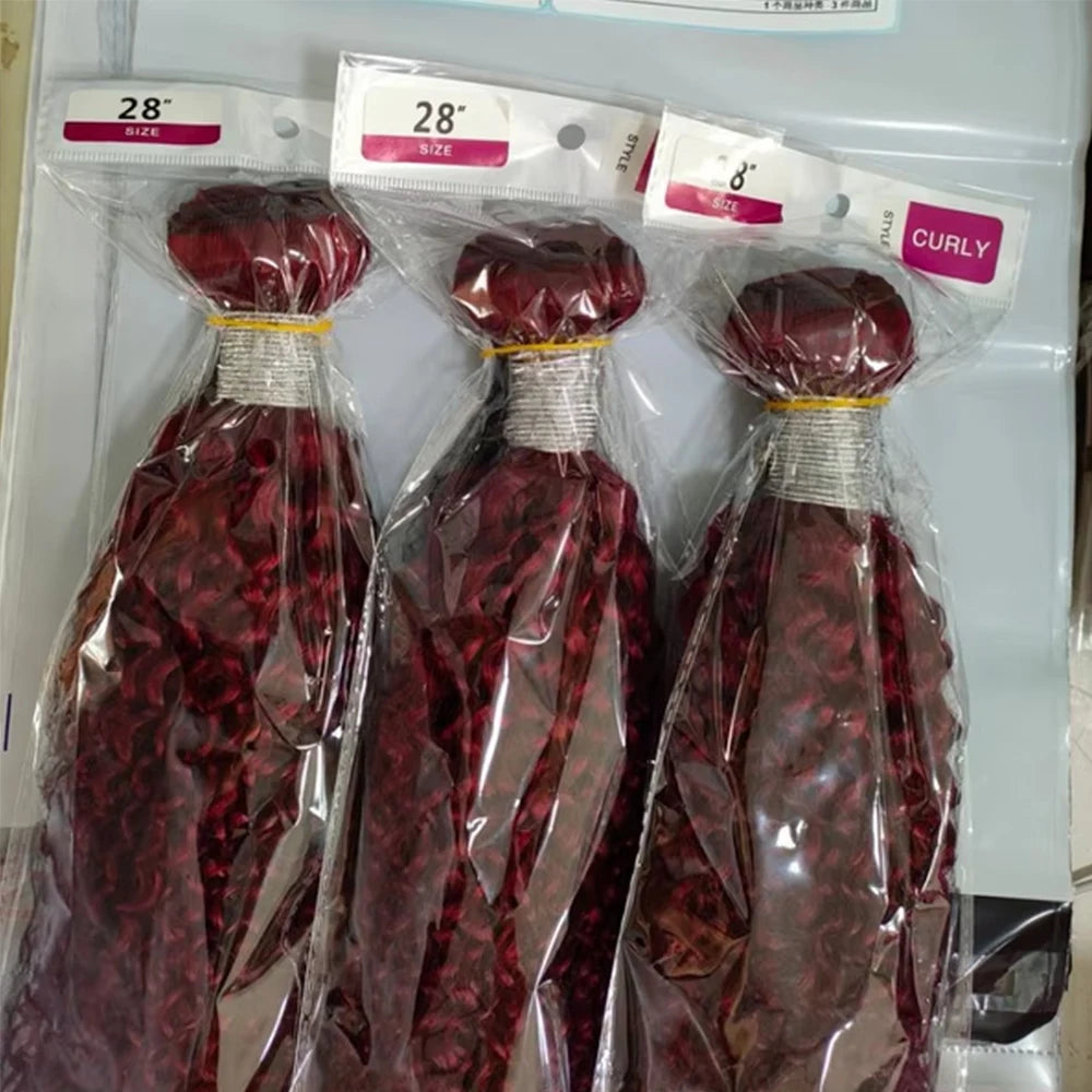 99J Burgundy Deep Wave Hair Bundles