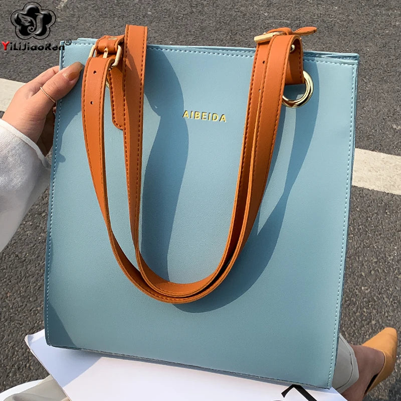 Women's Large PU Leather Tote with Adjustable Strap