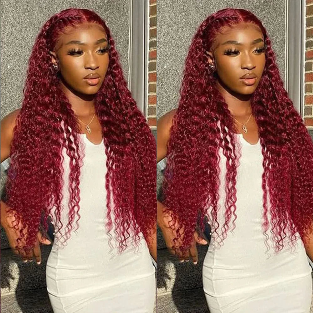 99J Burgundy Deep Wave Hair Bundles