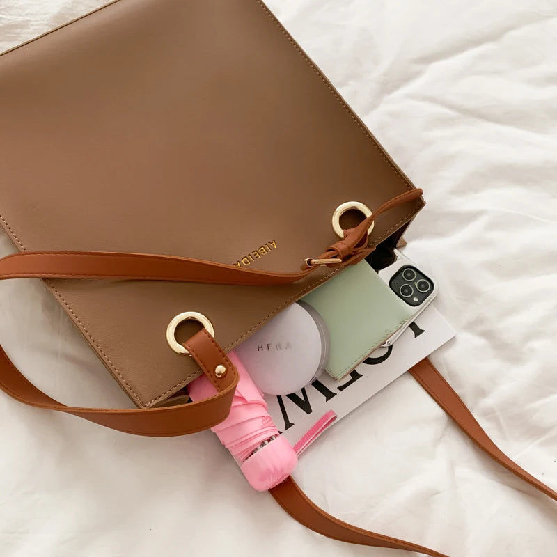 Women's Large PU Leather Tote with Adjustable Strap