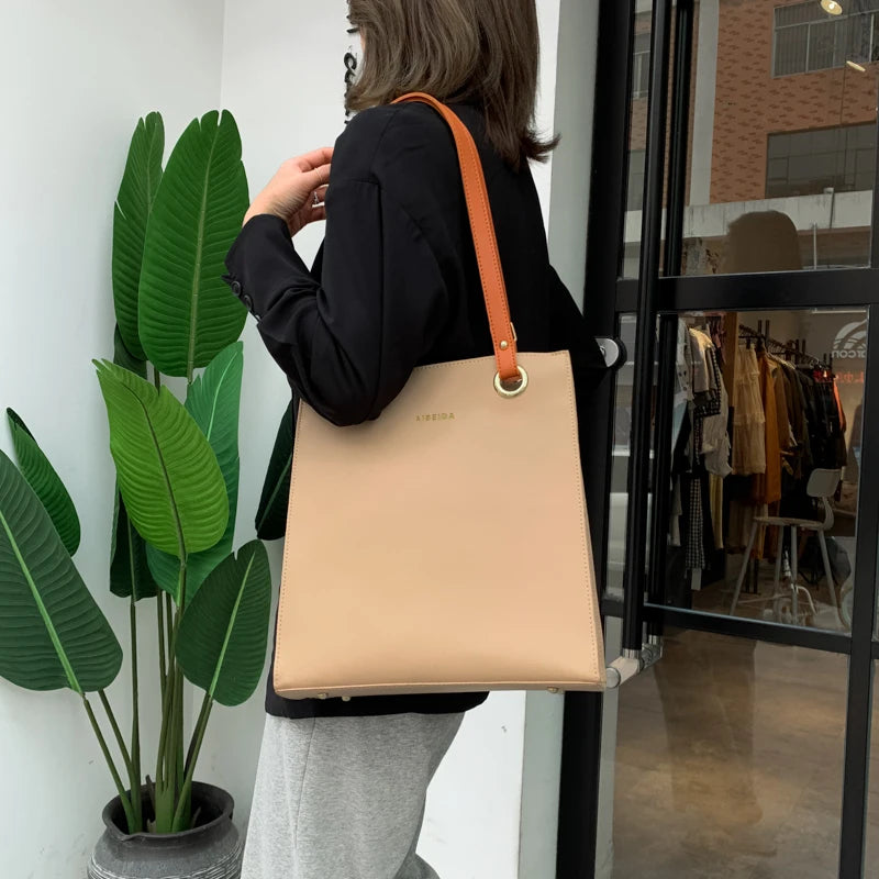 Women's Large PU Leather Tote with Adjustable Strap