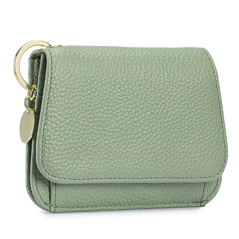 Women's Genuine Leather Trifold Wallet with Coin Pocket & ID Window